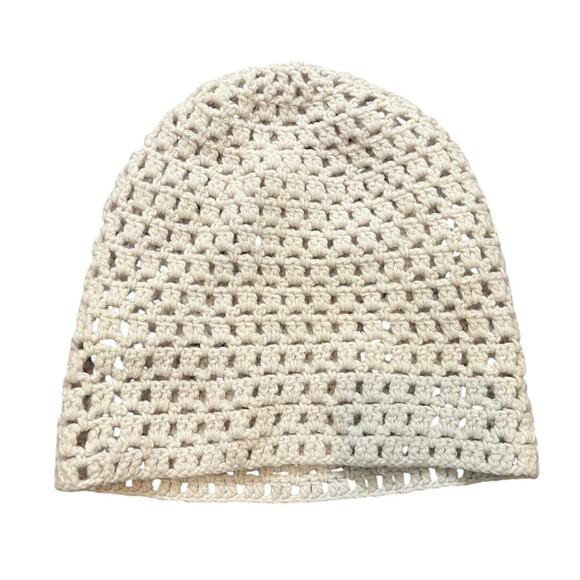 Banana Republic Beige Knit Wool Beanie Hat 100% Lambswool AOS Unisex Slouch - Picture 1 of 5